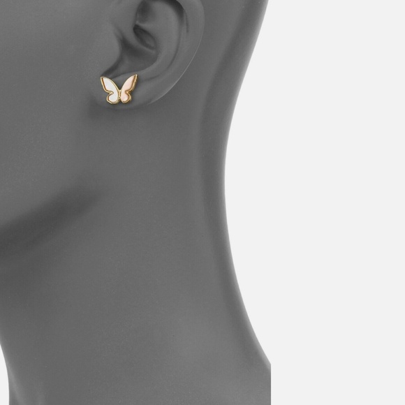 NEW Kate Spade Mother of Pearl Flutter Butterfly Stud Earrings Gold Cream w/ BOX - Picture 5 of 7